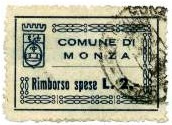Marca da Bollo del Comune di MONZA su Carta Bianca di dimensioni 35,5 x 23 mm