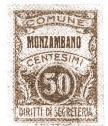 Marca da Bollo del Comune di MONZAMBANO su Carta Bianca Sottile di dimensioni 22,5 x 29 mm