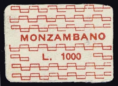 Marca da Bollo del Comune di MONZAMBANO su Carta Bianca di dimensioni 20 x 14 mm