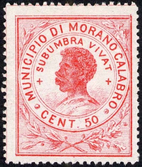 Marca da Bollo del Comune di MORANO CALABRO su Carta Bianca Sottile di dimensioni 26,5 x 32 mm