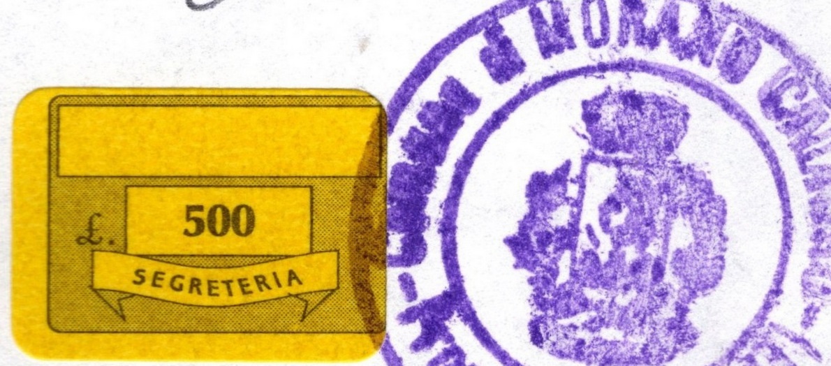Marca da Bollo del Comune di MORANO CALABRO su Carta Colorata di dimensioni 20 x 14 mm