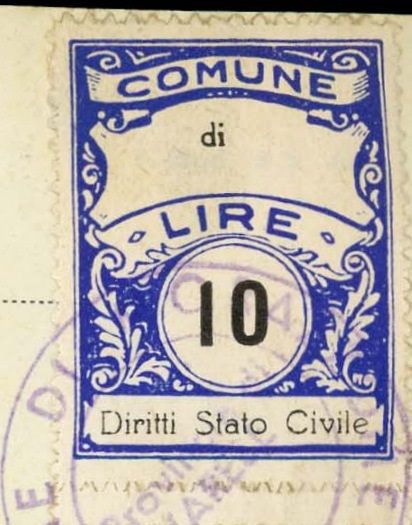 Marca da Bollo del Comune di MORAZZONE su Carta Bianca di dimensioni 22,5 x 29 mm