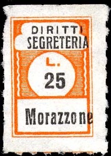 Marca da Bollo del Comune di MORAZZONE su Carta Bianca di dimensioni 11,5 x 17 mm