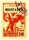 Marca da Bollo del Comune di MORFASSO su Carta Bianca Sottile di dimensioni 21 x 31 mm