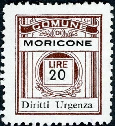 Marca da Bollo del Comune di MORICONE su Carta Bianca di dimensioni 21 x 24,5 mm