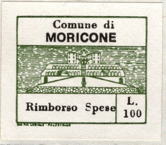 Marca da Bollo del Comune di MORICONE su Carta Bianca di dimensioni 23,5 x 20 mm