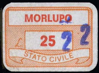 Marca da Bollo del Comune di MORLUPO su Carta Bianca di dimensioni 20 x 14 mm