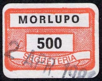 Marca da Bollo del Comune di MORLUPO su Carta Bianca di dimensioni 19 x 13 mm
