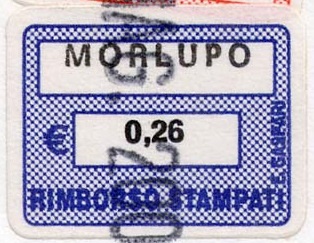 Marca da Bollo del Comune di MORLUPO su Carta Bianca di dimensioni 19 x 14 mm