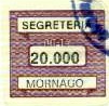 Marca da Bollo del Comune di MORNAGO su Carta Bianca di dimensioni 18 x 26 mm