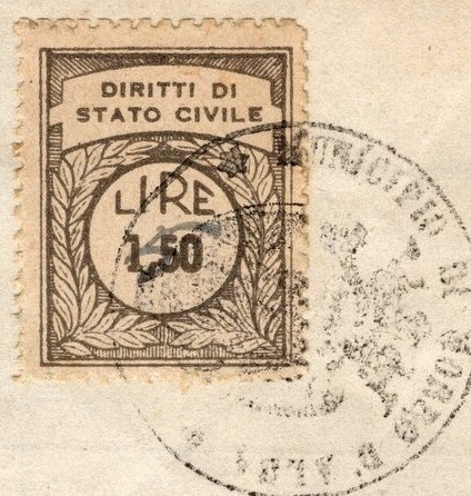 Marca da Bollo del Comune di MORRO D´ALBA su Carta Bianca di dimensioni 20 x 26 mm