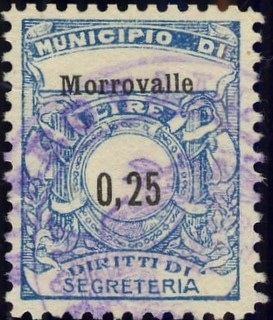 Marca da Bollo del Comune di MORROVALLE su Carta Bianca Sottile di dimensioni 19 x 25 mm