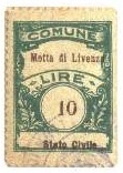 Marca da Bollo del Comune di MOTTA DI LIVENZA su Carta Bianca di dimensioni 22 x 29 mm