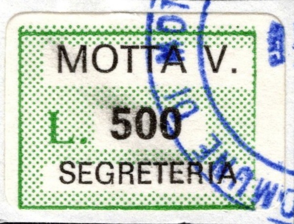 Marca da Bollo del Comune di MOTTA VISCONTI su Carta Bianca di dimensioni 20 x 14 mm