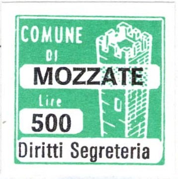 Marca da Bollo del Comune di MOZZATE su Carta Bianca di dimensioni 20 x 20 mm