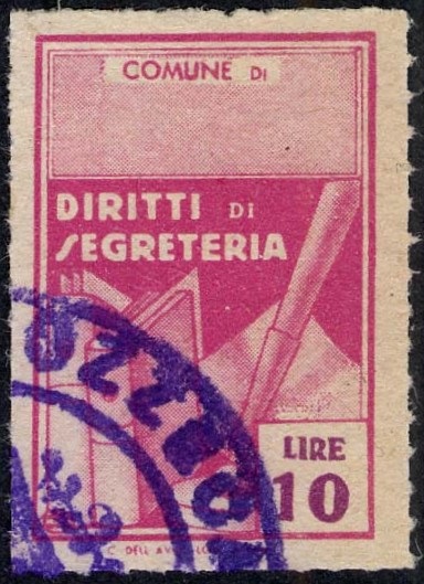 Marca da Bollo del Comune di MOZZECANE su Carta Bianca di dimensioni 21 X 32 mm