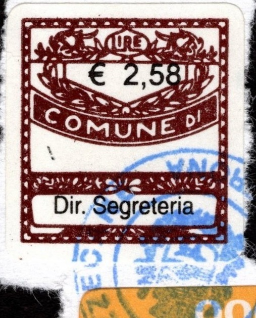 Marca da Bollo del Comune di MOZZECANE su Carta Bianca di dimensioni 20 x 20 mm