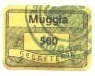 Marca da Bollo del Comune di MUGGIA su Carta Colorata di dimensioni 20 x 14 mm