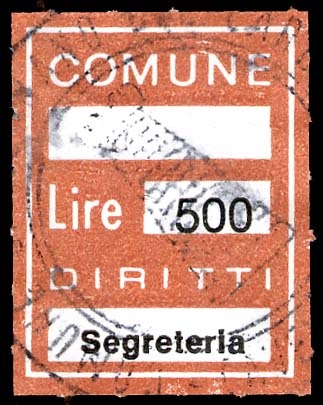 Marca da Bollo del Comune di MUGNANO DEL CARDINALE su Carta Bianca di dimensioni 21 X 27 mm