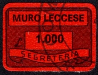 Marca da Bollo del Comune di MURO LECCESE su Carta Colorata di dimensioni 20 x 14 mm