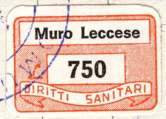 Marca da Bollo del Comune di MURO LECCESE su Carta Bianca di dimensioni 20 x 14 mm