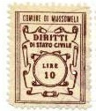 Marca da Bollo del Comune di MUSSOMELI su Carta Bianca Sottile di dimensioni 20 x 26 mm
