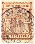 Marca da Bollo del Comune di NARDO´ su Carta Bianca Sottile di dimensioni 26 x 33,5 mm