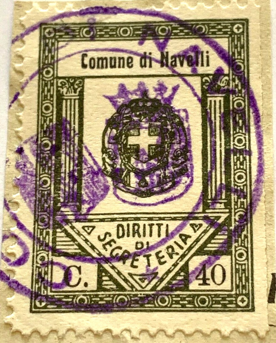 Marca da Bollo del Comune di NAVELLI su Carta Bianca Sottile di dimensioni 22 X 33 mm
