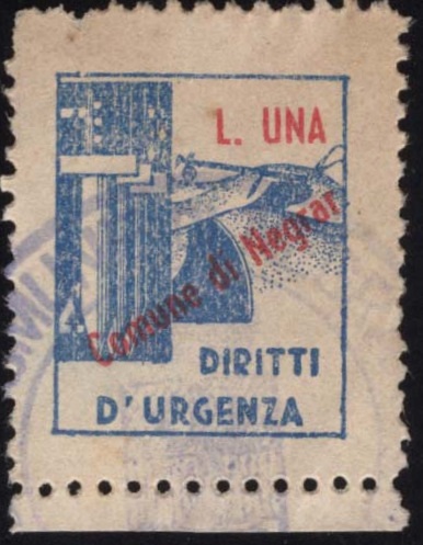 Marca da Bollo del Comune di NEGRAR su Carta Bianca di dimensioni 27 x 29 mm