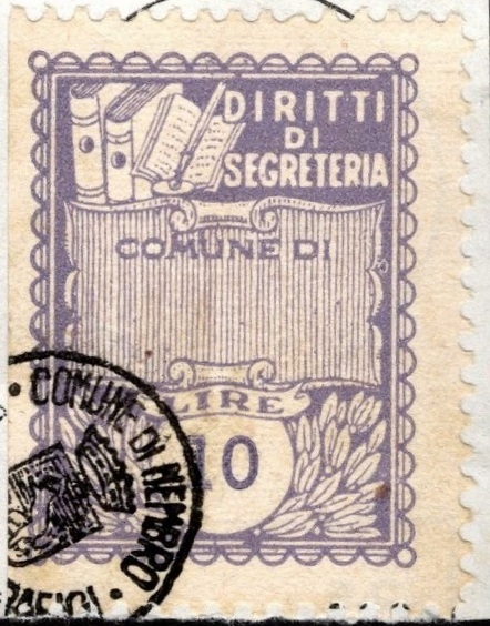 Marca da Bollo del Comune di NEMBRO su Carta Bianca di dimensioni 22 x 28 mm
