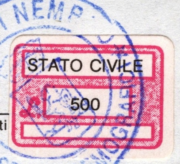 Marca da Bollo del Comune di NEMBRO su Carta Bianca di dimensioni 20 x 14 mm