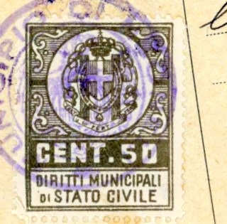 Marca da Bollo del Comune di NEONELI su Carta Bianca di dimensioni 24,5 x 31,5 mm
