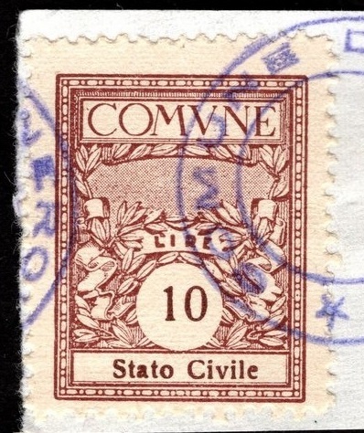 Marca da Bollo del Comune di NEROLA su Carta Bianca di dimensioni 23 x 29 mm