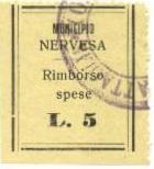 Marca da Bollo del Comune di NERVESA DELLA BATTAGLIA su Carta gialla di dimensioni 26,5 x 31 mm