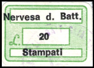 Marca da Bollo del Comune di NERVESA DELLA BATTAGLIA su Carta Bianca di dimensioni 19 x 13 mm