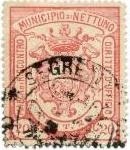 Marca da Bollo del Comune di NETTUNO su di dimensioni 27,5 x 33,5 mm
