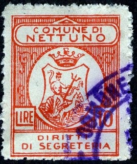 Marca da Bollo del Comune di NETTUNO su Carta Bianca di dimensioni mm