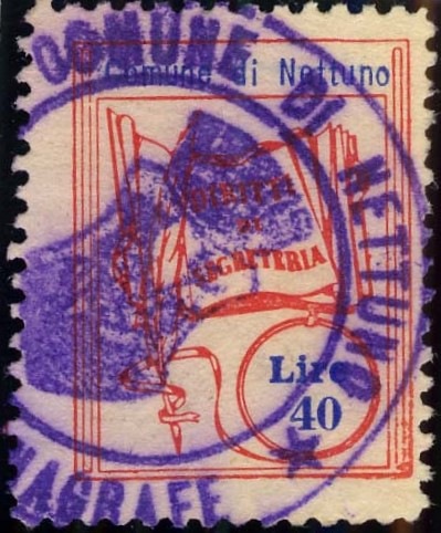 Marca da Bollo del Comune di NETTUNO su Carta Bianca Sottile di dimensioni 20 x 26 mm