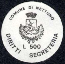 Marca da Bollo del Comune di NETTUNO su Carta Bianca di dimensioni D. 23 mm