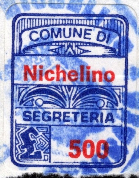 Marca da Bollo del Comune di NICHELINO su Carta Bianca di dimensioni 15,5 c 20,5 mm