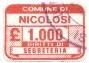 Marca da Bollo del Comune di NICOLOSI su Carta Bianca di dimensioni 19,5 x 13,5 mm