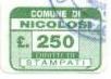 Marca da Bollo del Comune di NICOLOSI su Carta Bianca di dimensioni 20,5 x 14,5 mm
