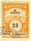 Marca da Bollo del Comune di NICORVO su Carta Bianca Sottile di dimensioni 22 x 29,5 mm