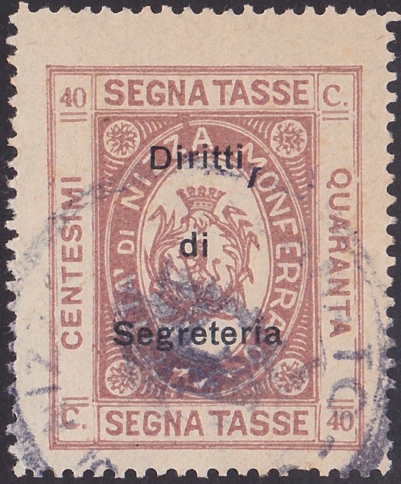 Marca da Bollo del Comune di NIZZA MONFERRATO su Carta Bianca di dimensioni 26,5 x 33 mm