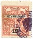 Marca da Bollo del Comune di NIZZA MONFERRATO su Carta Bianca Sottile di dimensioni 23,5 x 26,5 mm