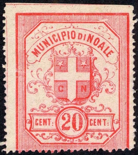 Marca da Bollo del Comune di NOALE su Carta Bianca di dimensioni 29,5 x 37 mm