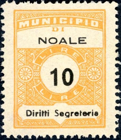 Marca da Bollo del Comune di NOALE su Carta Bianca di dimensioni 22,5 x 29 mm