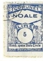 Marca da Bollo del Comune di NOALE su Carta Bianca di dimensioni 22,5 x 31 mm