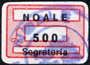 Marca da Bollo del Comune di NOALE su Carta Bianca di dimensioni 18,5 x 12,5 mm