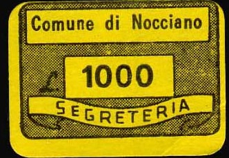 Marca da Bollo del Comune di NOCCIANO su Carta Colorata di dimensioni 20,5 x 13,5 mm